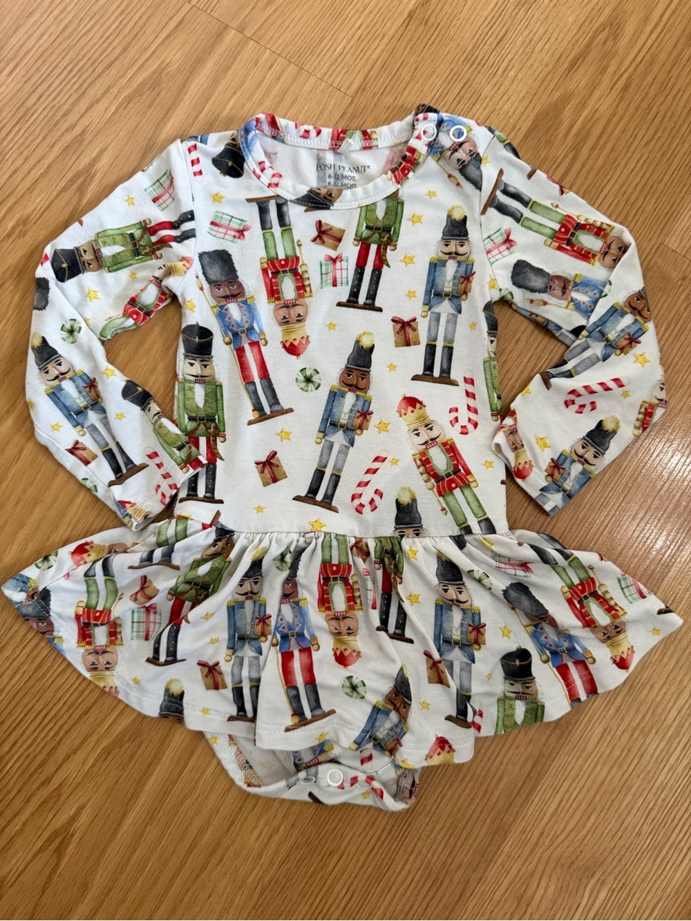 Posh Peanut Nutckracker Print Bodysuit Dress Baby 6-12 months